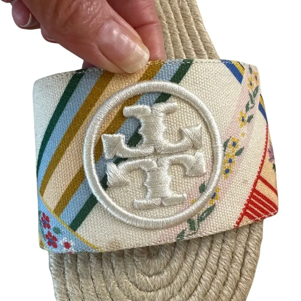 Tory Burch Benton Espadrille Slides Multicolor Canvas 7.5‎ Boho
